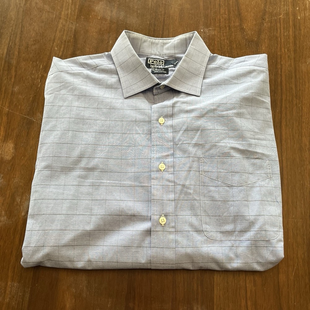 Polo Ralph Lauren Shirt Mens 2XL Blue Check Plaid Button Up Long Sleeve Philip